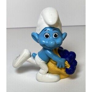 The Smurfs Greedy Smurf Figurine Holding Grapes, Peyo 2011 Collectible